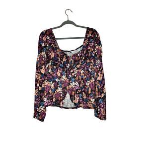SO Floral Long Sleeve Peasant Blouse Size Medium